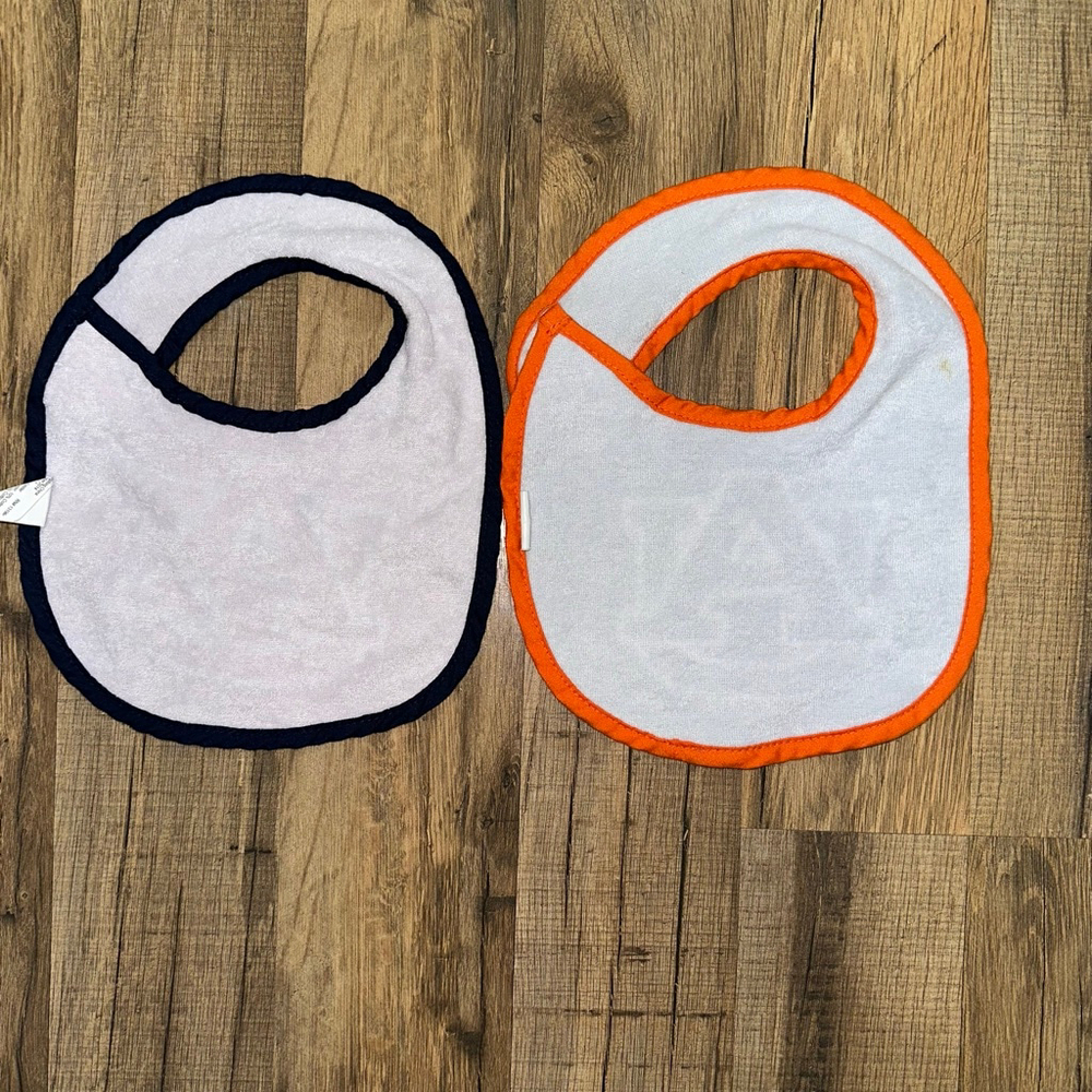 Baby Unisex Auburn University One Size Orange Navy Bibs Set Tigers Lot of 2 - Picture 6 of 6